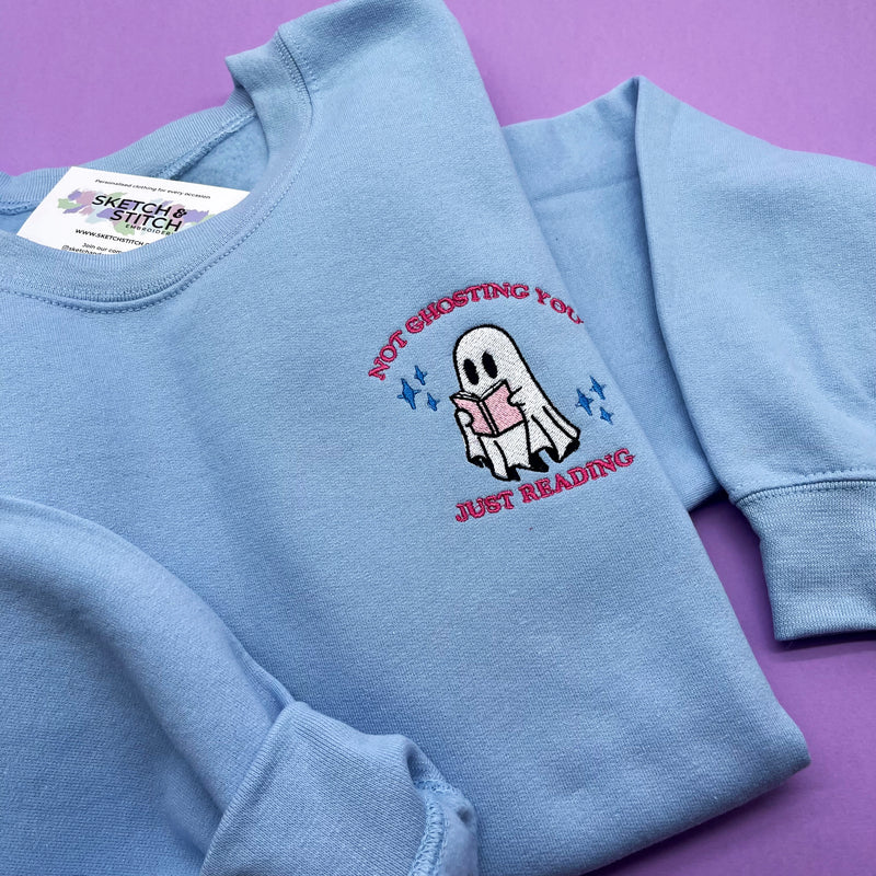 Adult sweatshirt ghosting slogan- left chest