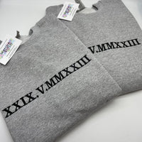 Adult sweatshirt personalised roman numerals
