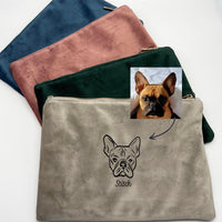 Pet portrait velvet accessory pouch