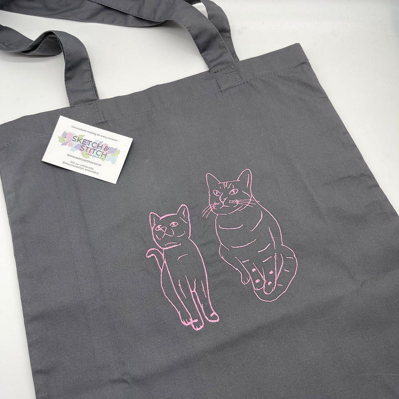 Tote Bag Outline Stitch - Upload your photo