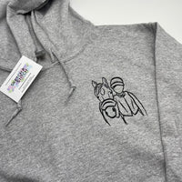 Adult hoodie personalised portrait outline - left chest