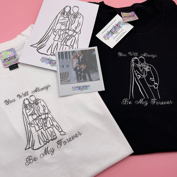 Adult t-shirt personalised photo outline