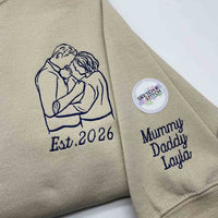 Adult hoodie personalised portrait outline - left chest - Sketch & Stitch