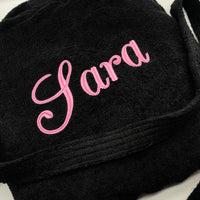 Luxury black dressing gown personalised initials and name