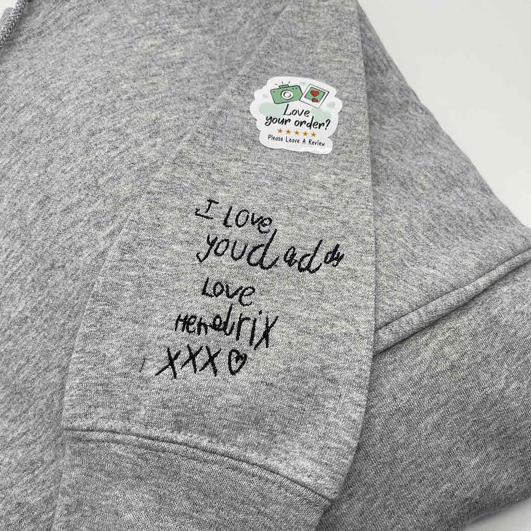 Adult hoodie personalised handwriting message - Sketch & Stitch