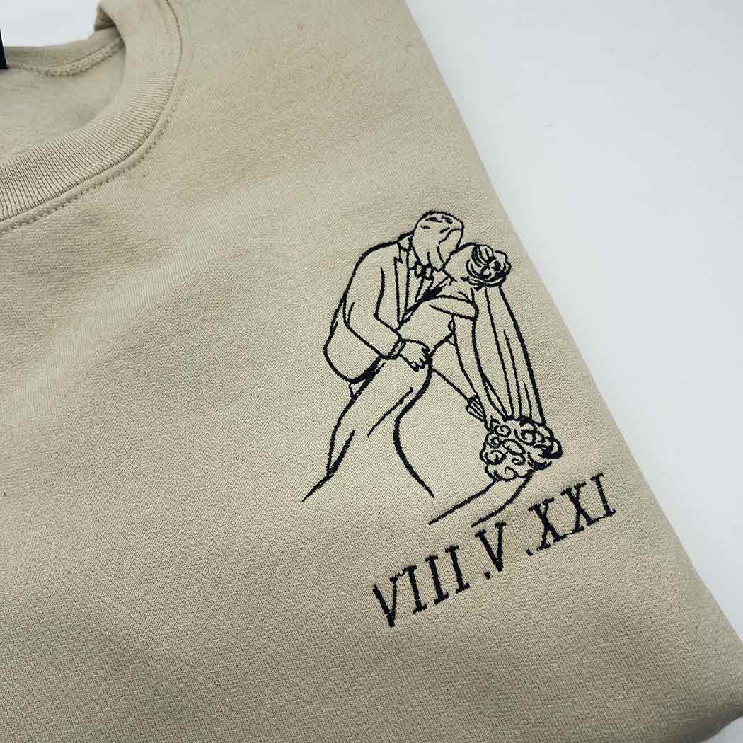 Adult sweatshirt personalised portrait outline- left chest - Sketch & Stitch