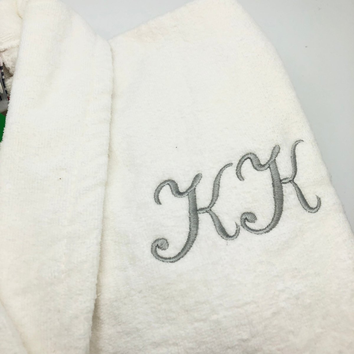 Luxury white dressing gown personalised initials and name