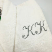 Luxury white dressing gown personalised initials and name