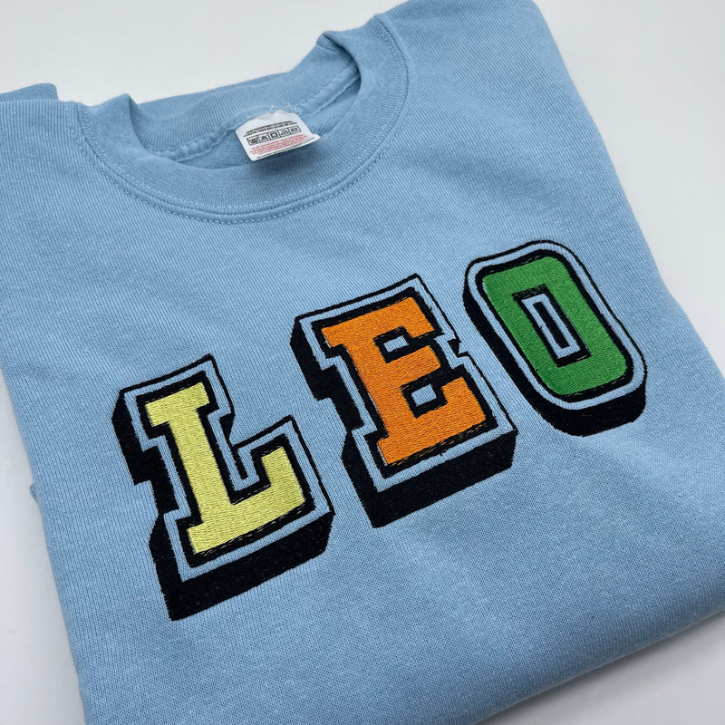 Kids sample sweatshirt 9-11 Leo 3d text