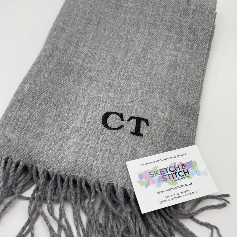 Unisex classic woven scarf personalised initials