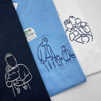 Father's Day men's t-shirt personalised portrait outline - left chest - Sketch & Stitch