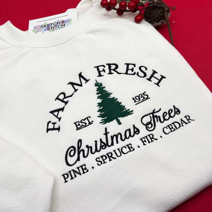 Adult sweatshirt farm fresh trees