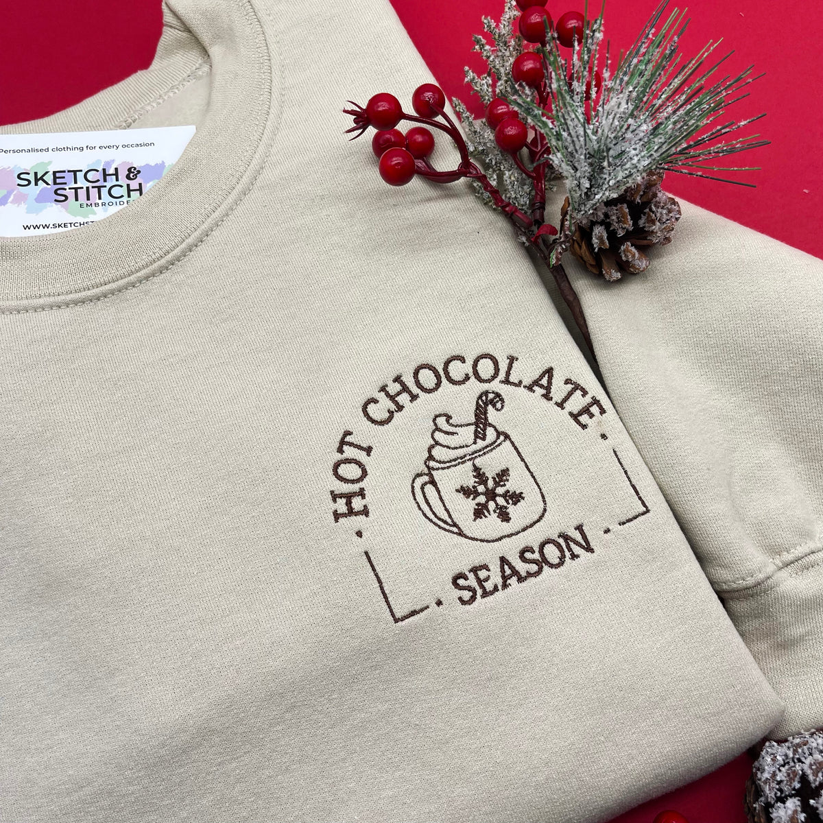 Adult sweatshirt hot chocolate season