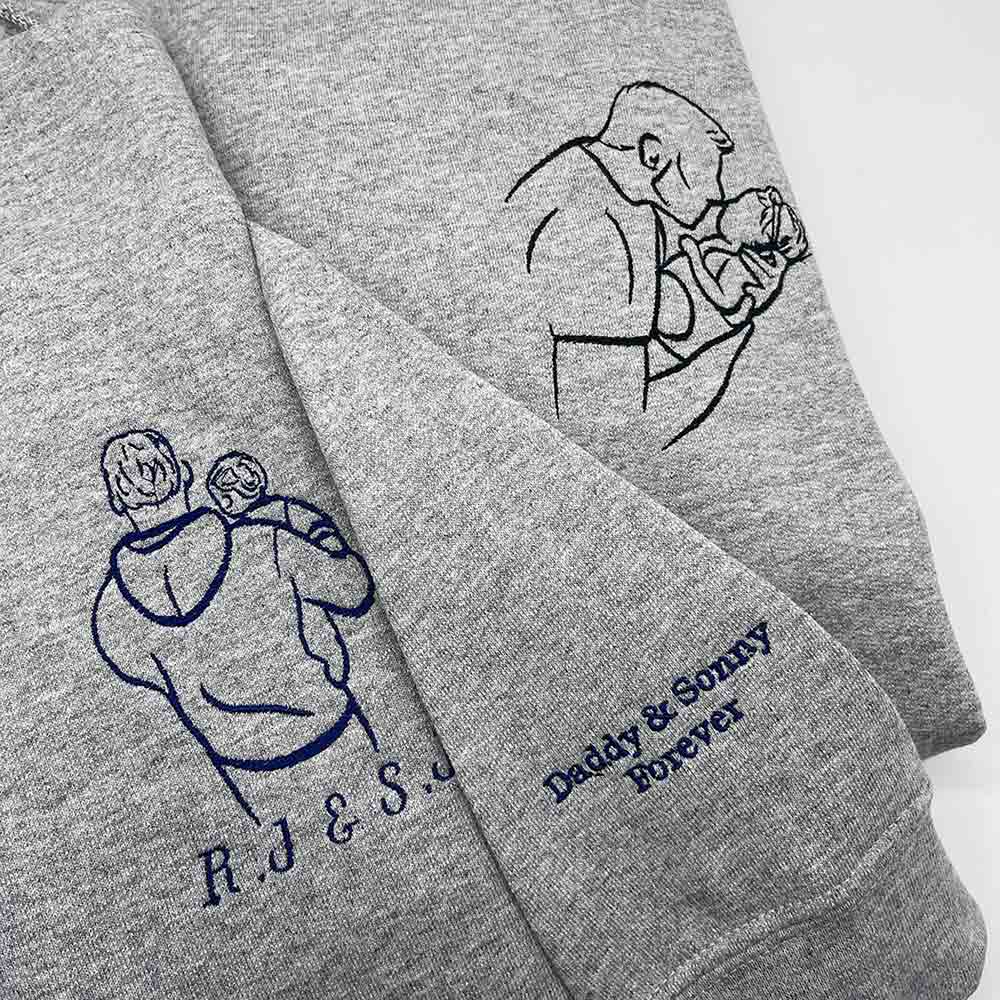 Adult hoodie personalised portrait outline - left chest - Sketch & Stitch
