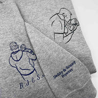 Adult hoodie personalised portrait outline - left chest - Sketch & Stitch