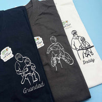 Father's Day men's t-shirt personalised portrait outline - left chest - Sketch & Stitch