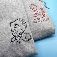 Adult hoodie personalised portrait outline - left chest - Sketch & Stitch
