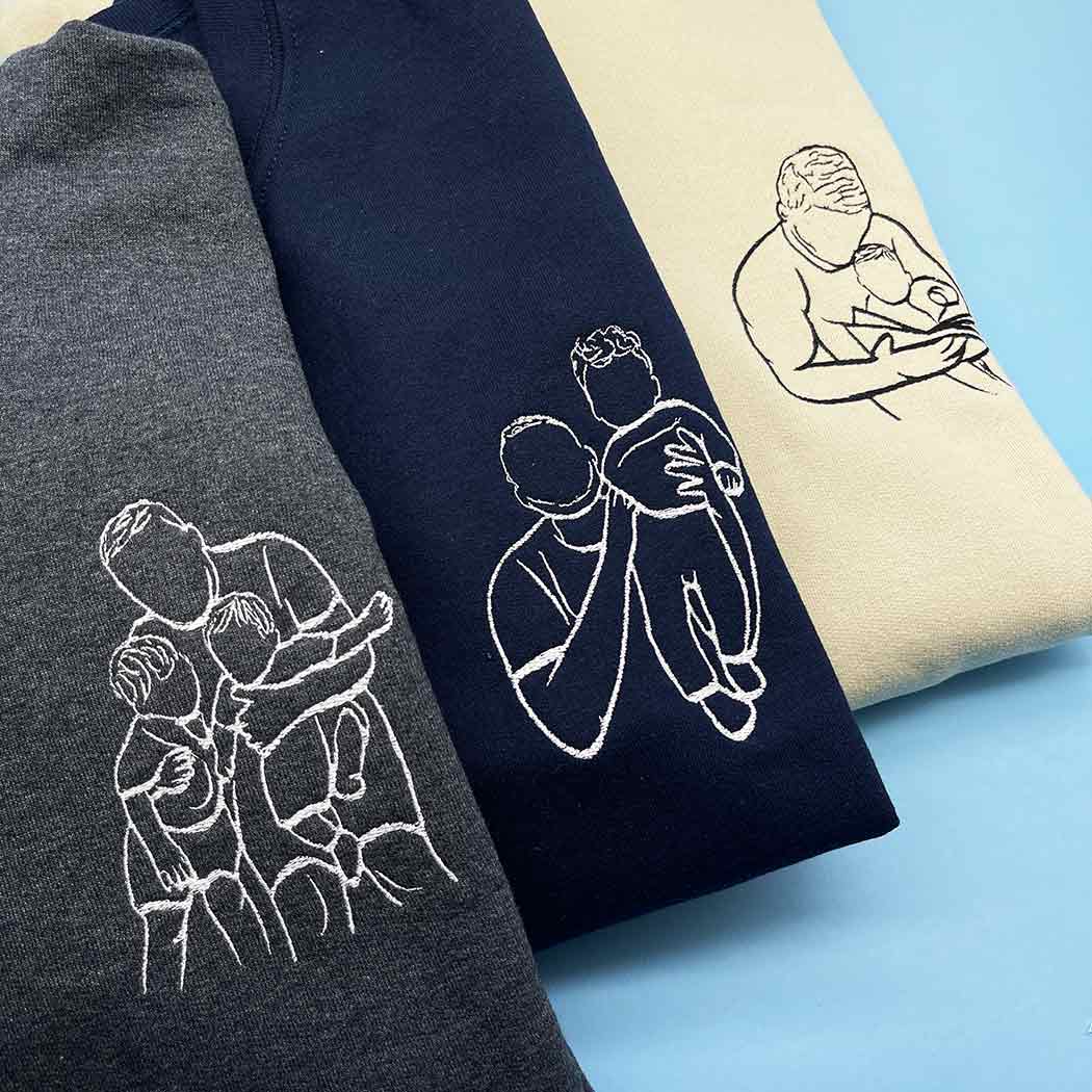 Adult hoodie personalised portrait outline - left chest - Sketch & Stitch