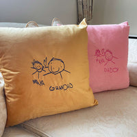 Personalised kids drawing art outline cushion - Sketch & Stitch