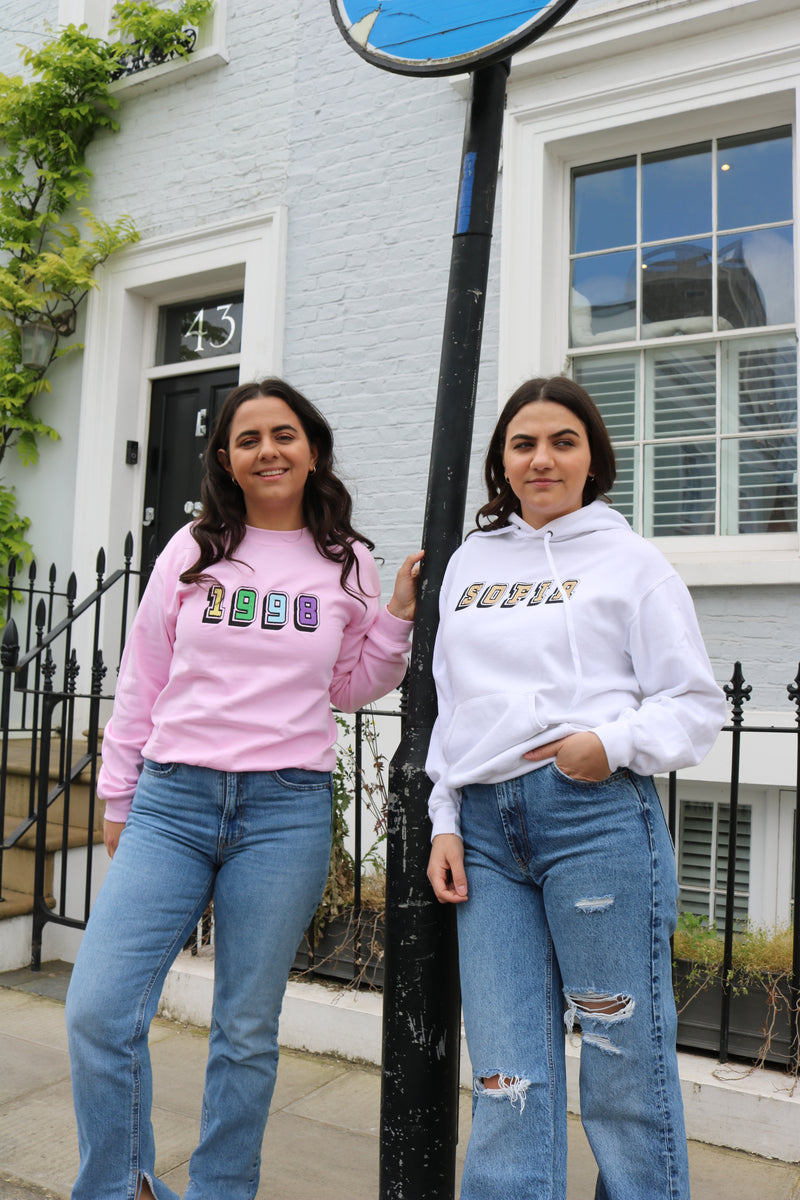 Adult hoodie personalised 3D text or initials