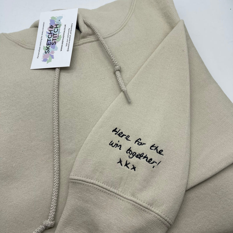 Adult hoodie personalised handwriting message