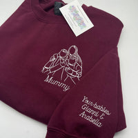 Mother's Day Personalised Portrait Outline Sweatshirt - Left Chest