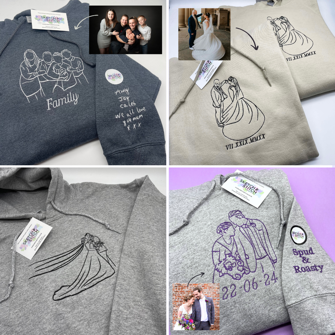 Adult hoodie personalised photo outline