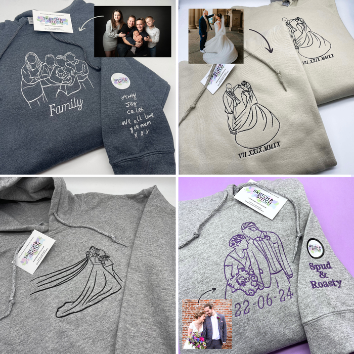 Adult hoodie personalised photo outline