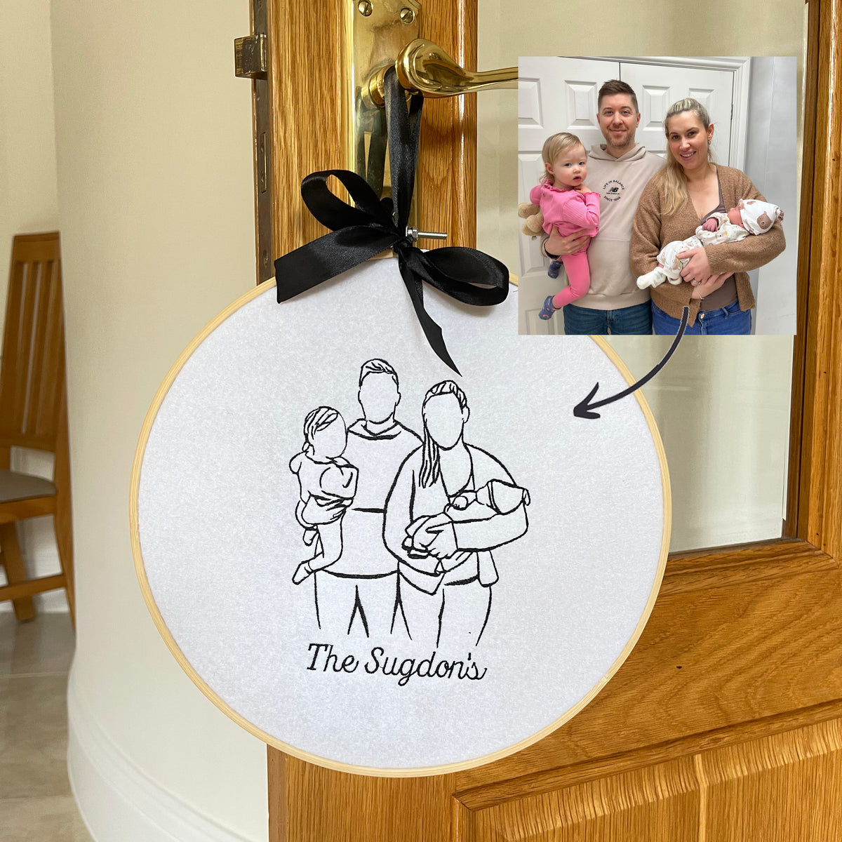 Personalised photo outline wall hanging