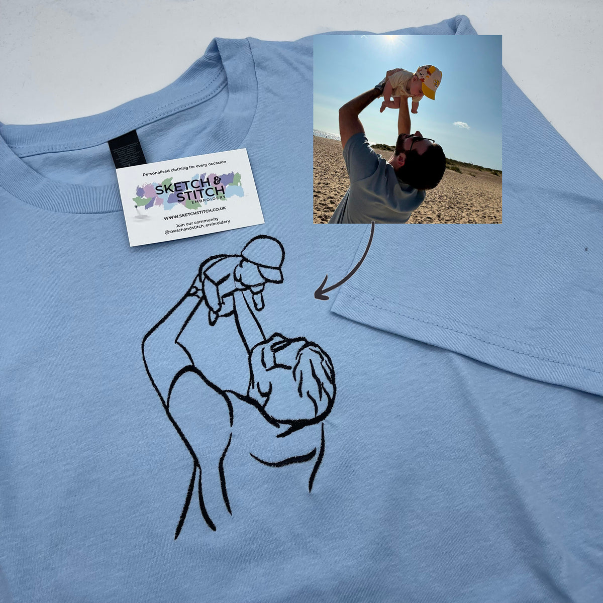 Adult t-shirt personalised photo outline