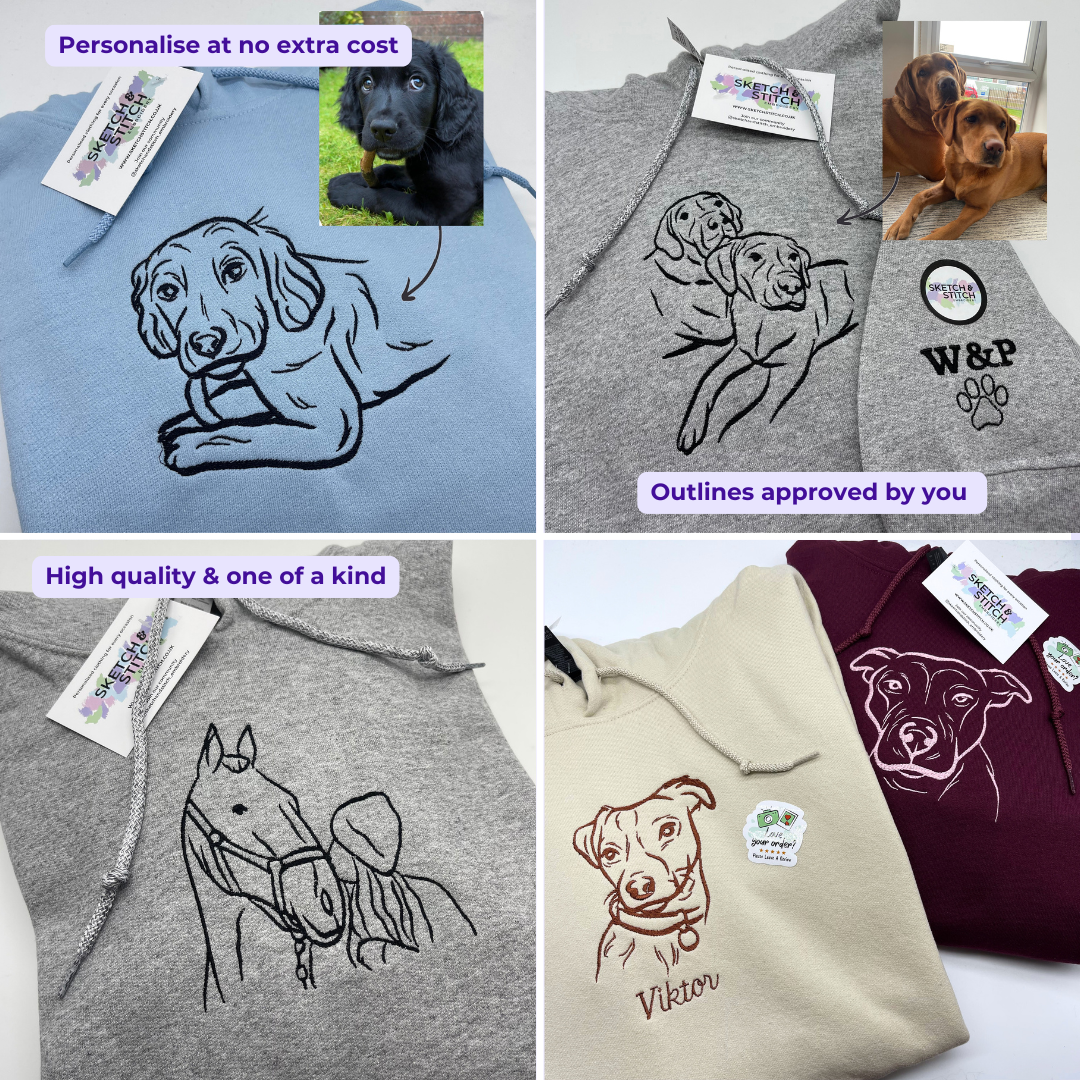Adult hoodie personalised dog outline
