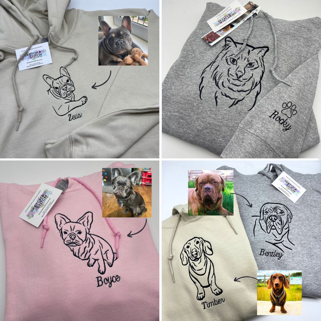 Adult hoodie personalised dog outline