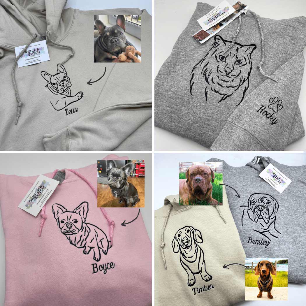 Adult hoodie personalised pet outline