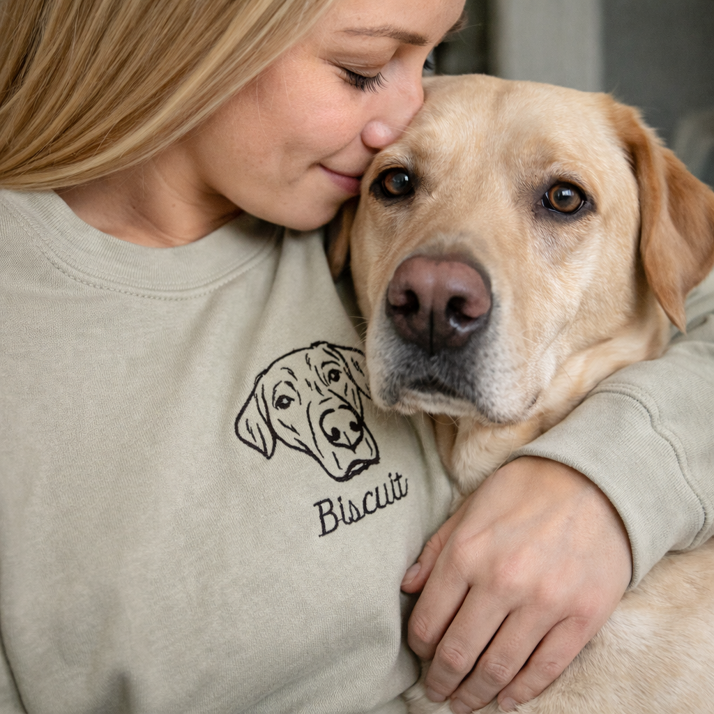 Adult sweatshirt personalised pet portrait outline - left chest