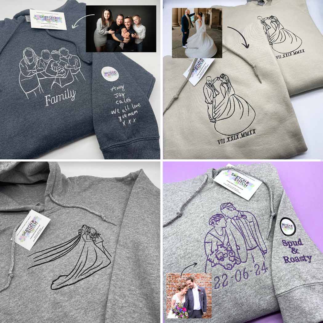 Adult hoodie personalised photo outline