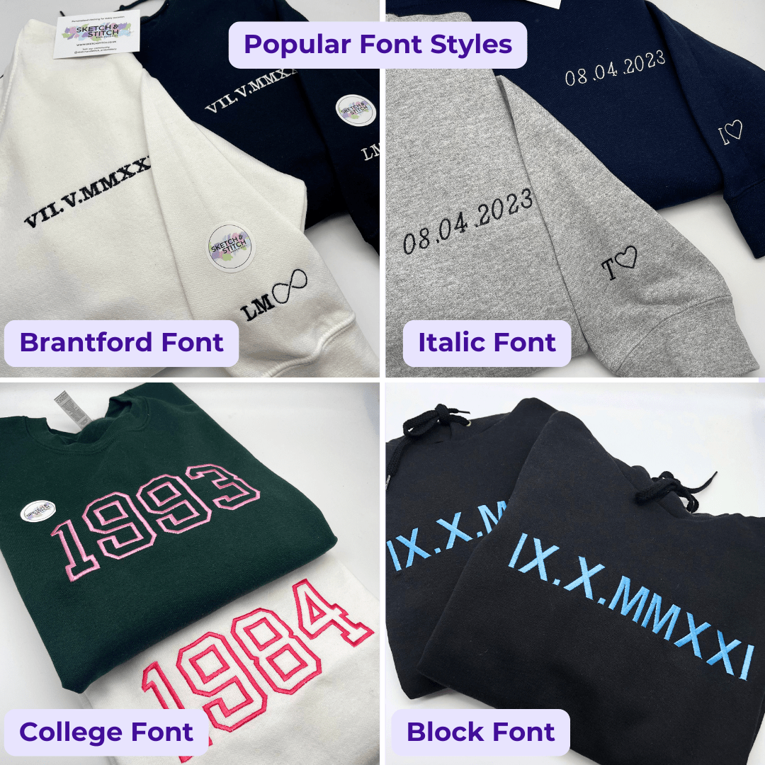 Adult hoodie personalised roman numerals