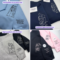 Valentine's Day gift adult hoodie personalised portrait outline - left chest