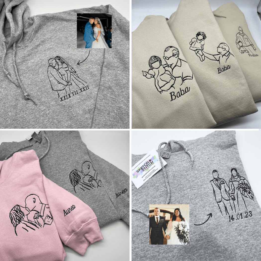 Adult sweatshirt personalised portrait outline- left chest
