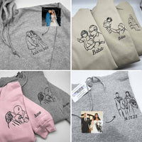 Adult sweatshirt personalised portrait outline- left chest