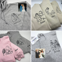 Valentine's Day gift adult hoodie personalised portrait outline - left chest