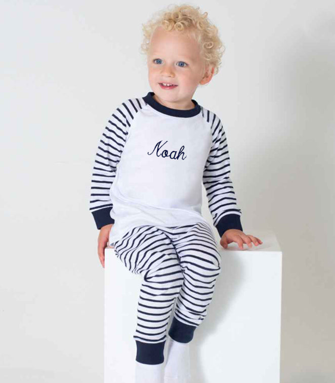 Personalised baby stripped pyjamas