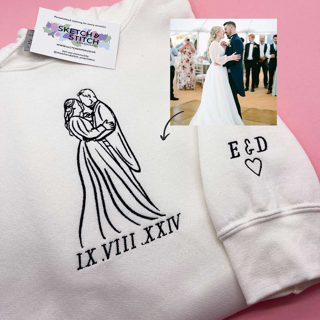 Adult hoodie personalised photo outline - Sketch & Stitch