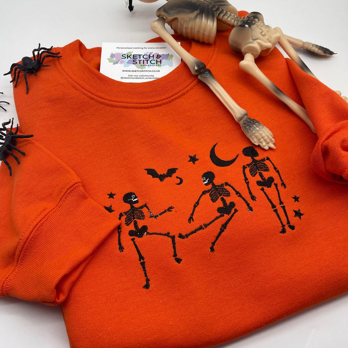 Adult sweatshirt Halloween dancing skeletons