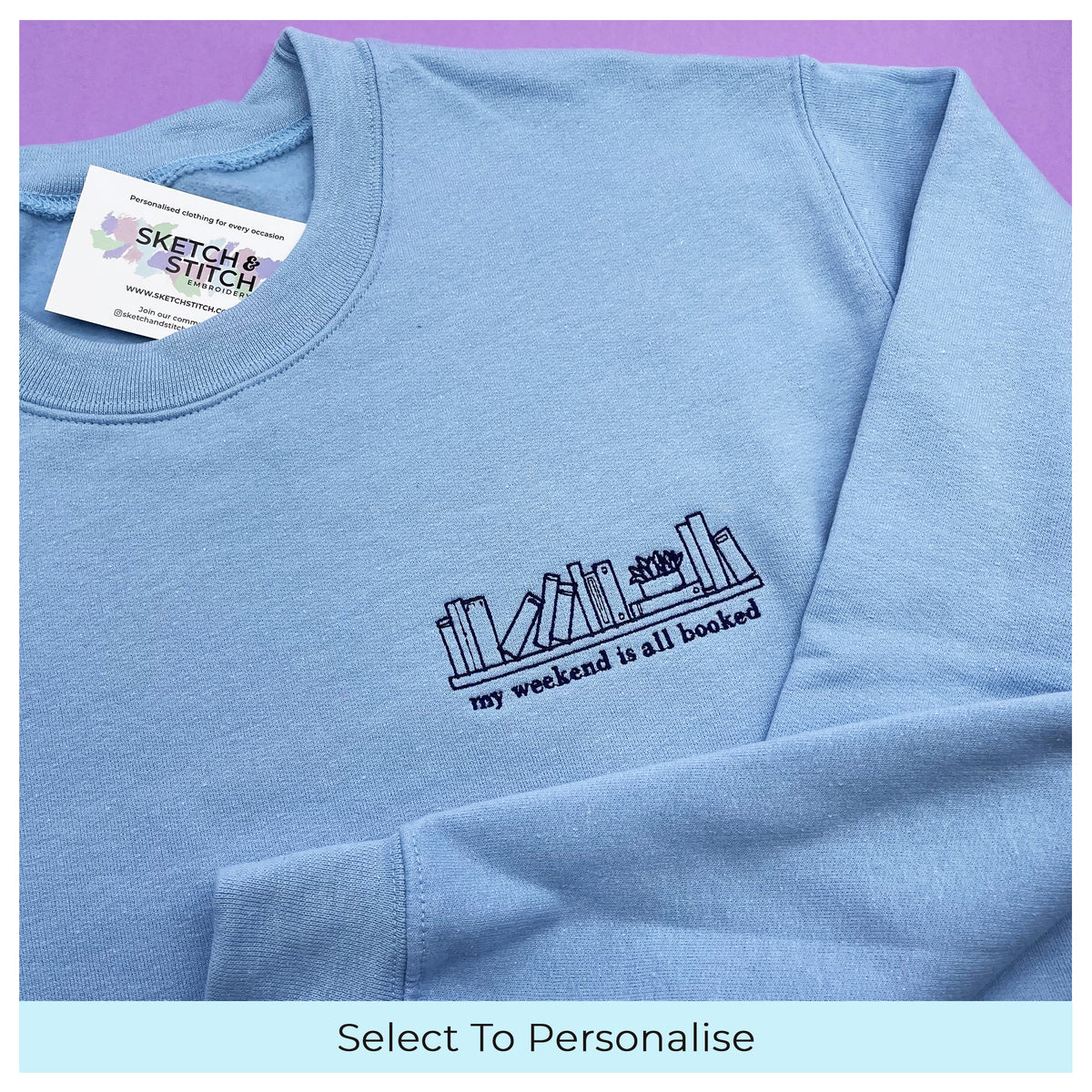 Adult sweatshirt all booked slogan- left chest