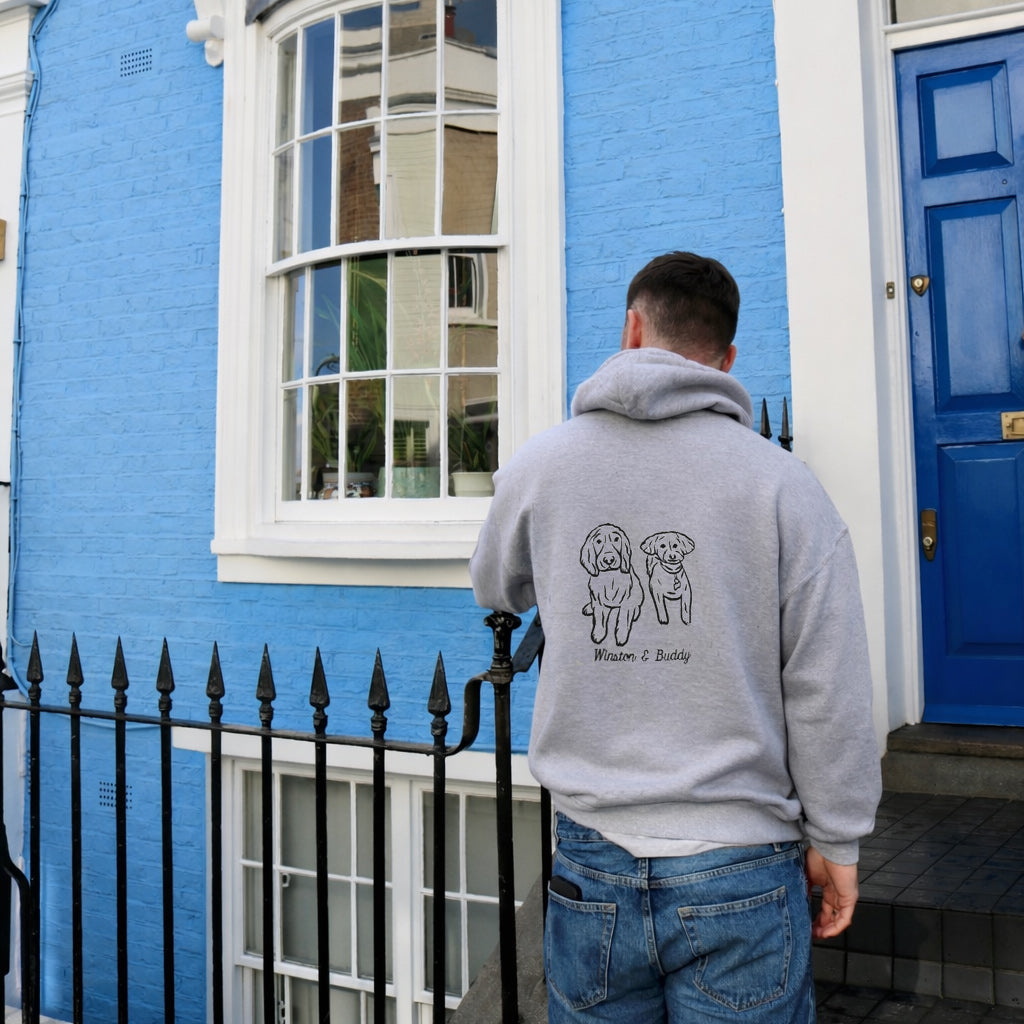 Adult hoodie personalised large photo outline- back