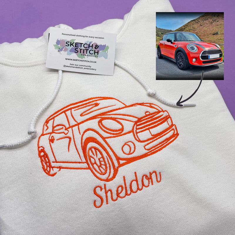 Adult hoodie personalised car and motorbike photo outline