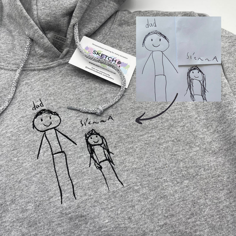 Before and after personalised kids drawing hoodie. Personalised mum gifts, Personalised gifts for grandparents, Personalised teacher gifts