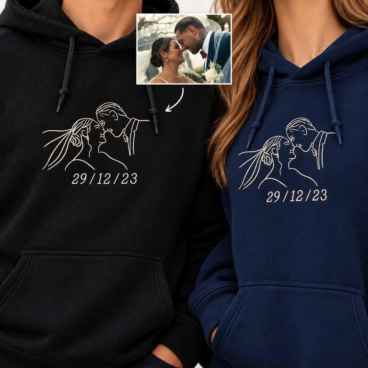 Personalised embroidered photo hoodie