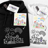 Personalised embroidered kids drawing hoodie