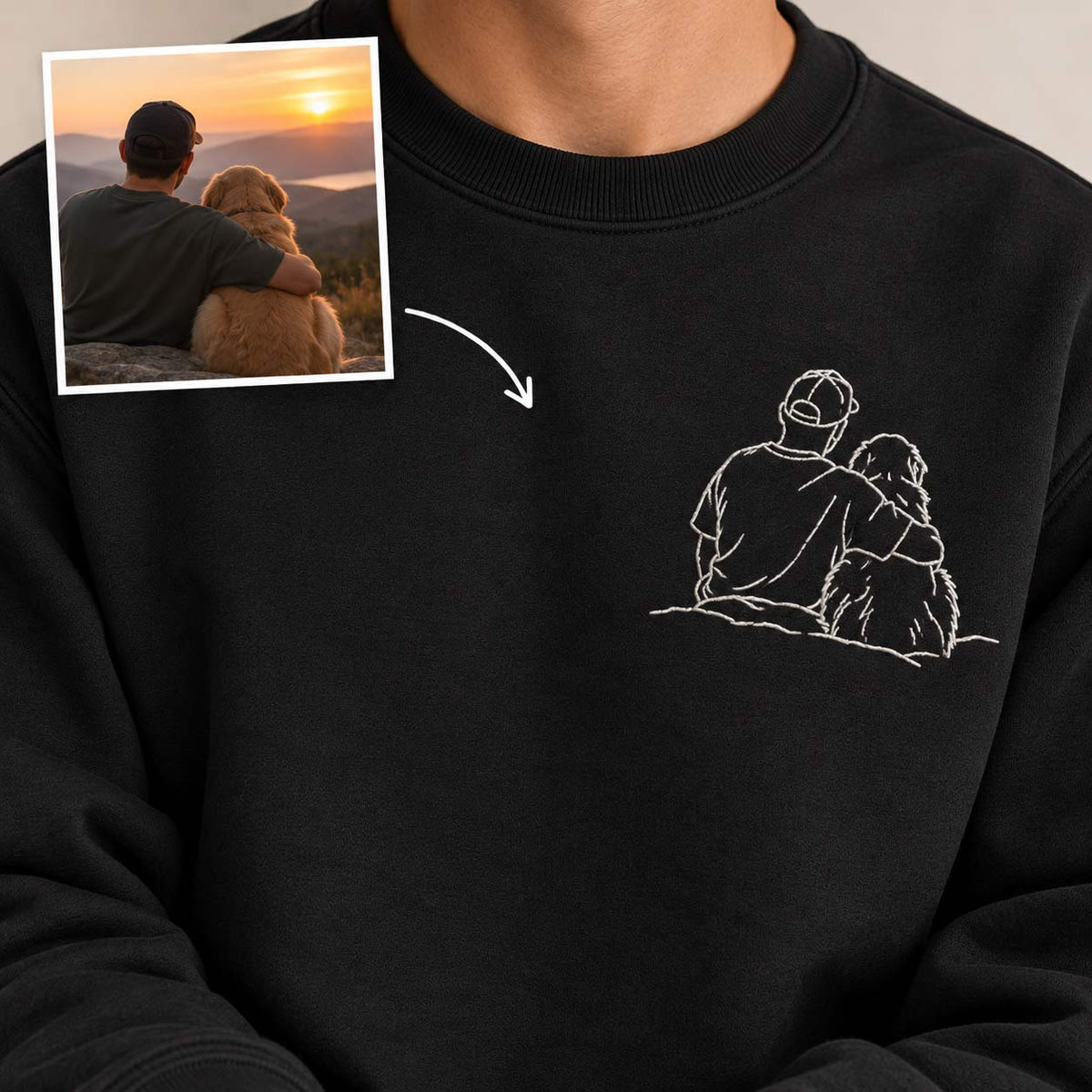 Personalised embroidered photo sweatshirt - left chest